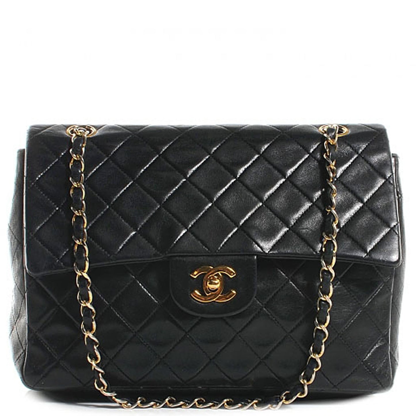 Lambskin Medium Double Flap Black