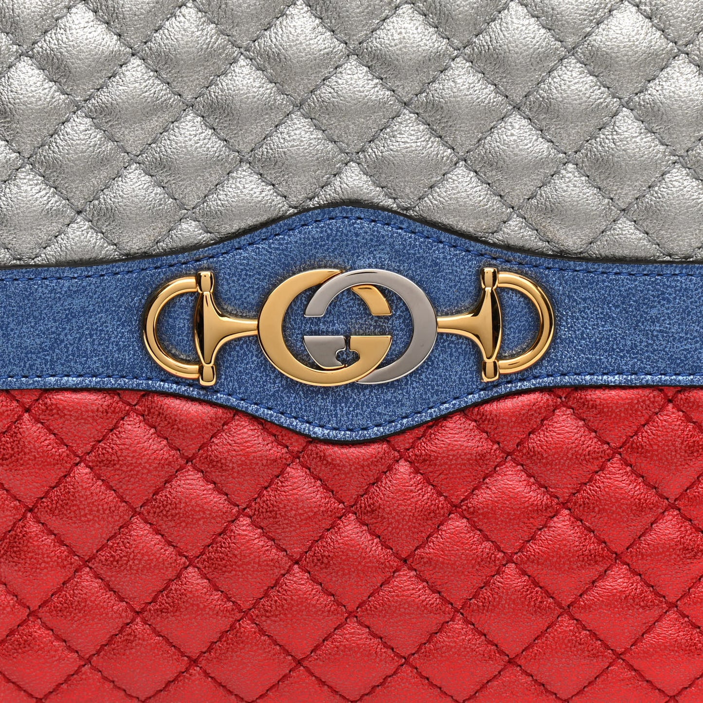 Laminated Nappa Trapuntata Small Zumi Shoulder Bag Rosso Marine Argento