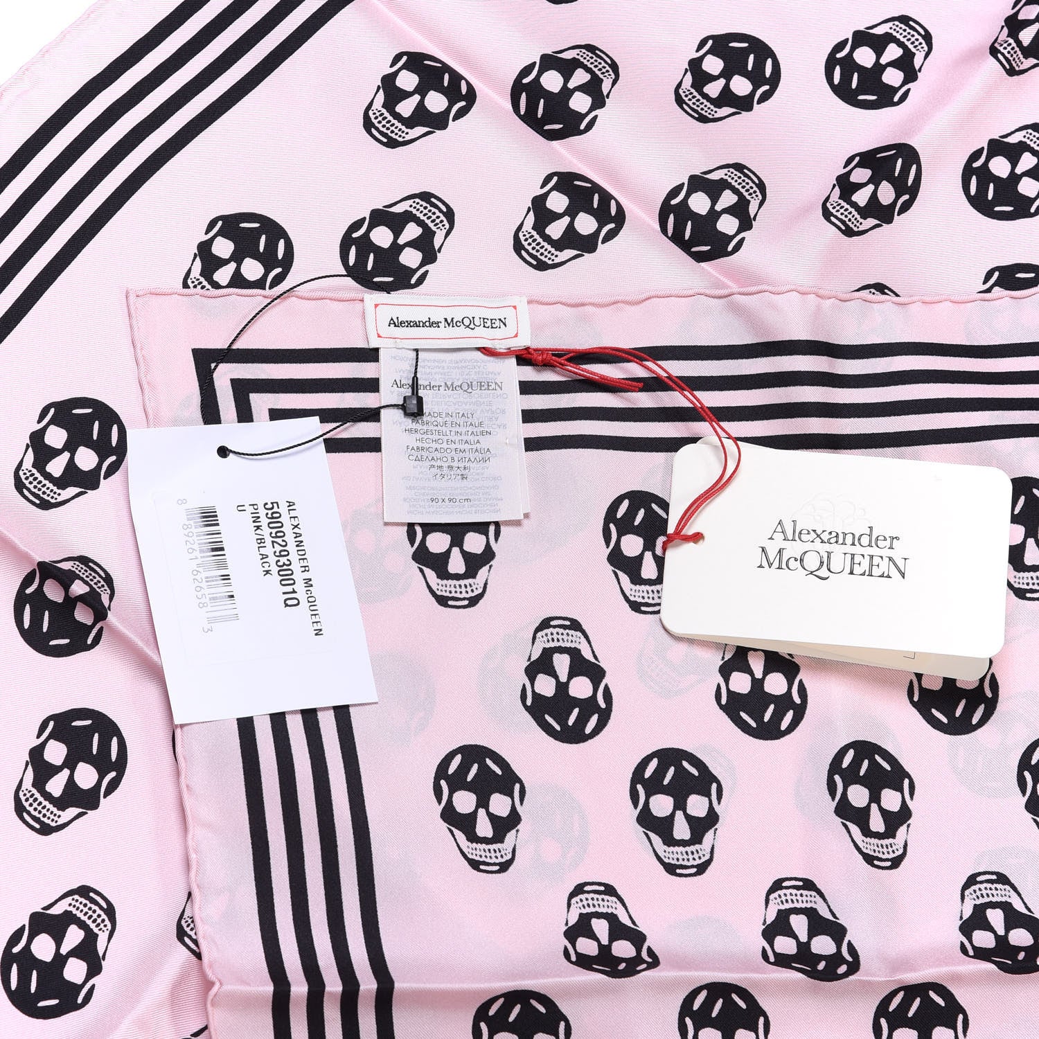 Alexander McQueen Silk Skull Scarf Pink Black 3 of 3