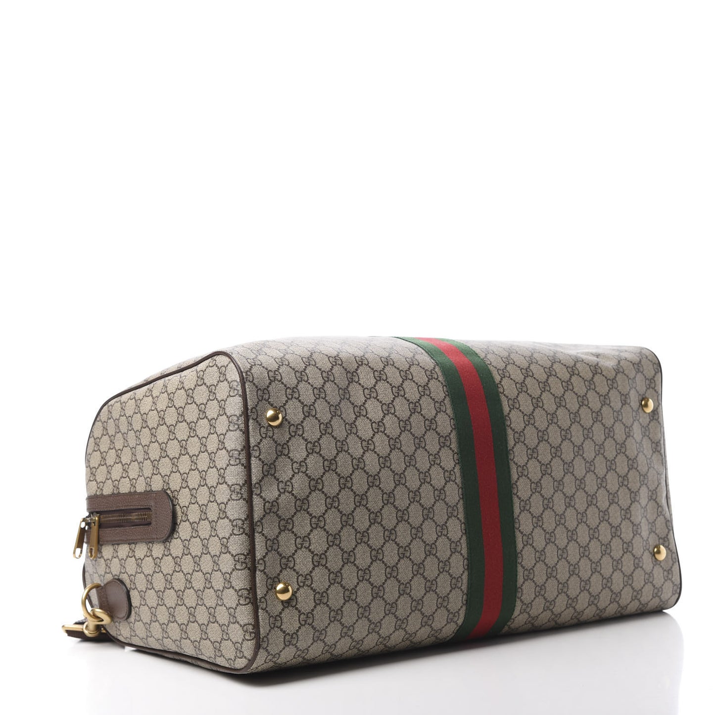 GG Supreme Monogram Textured Dollar Calfskin Web Large Savoy Duffle Bag Beige Ebony New Acero