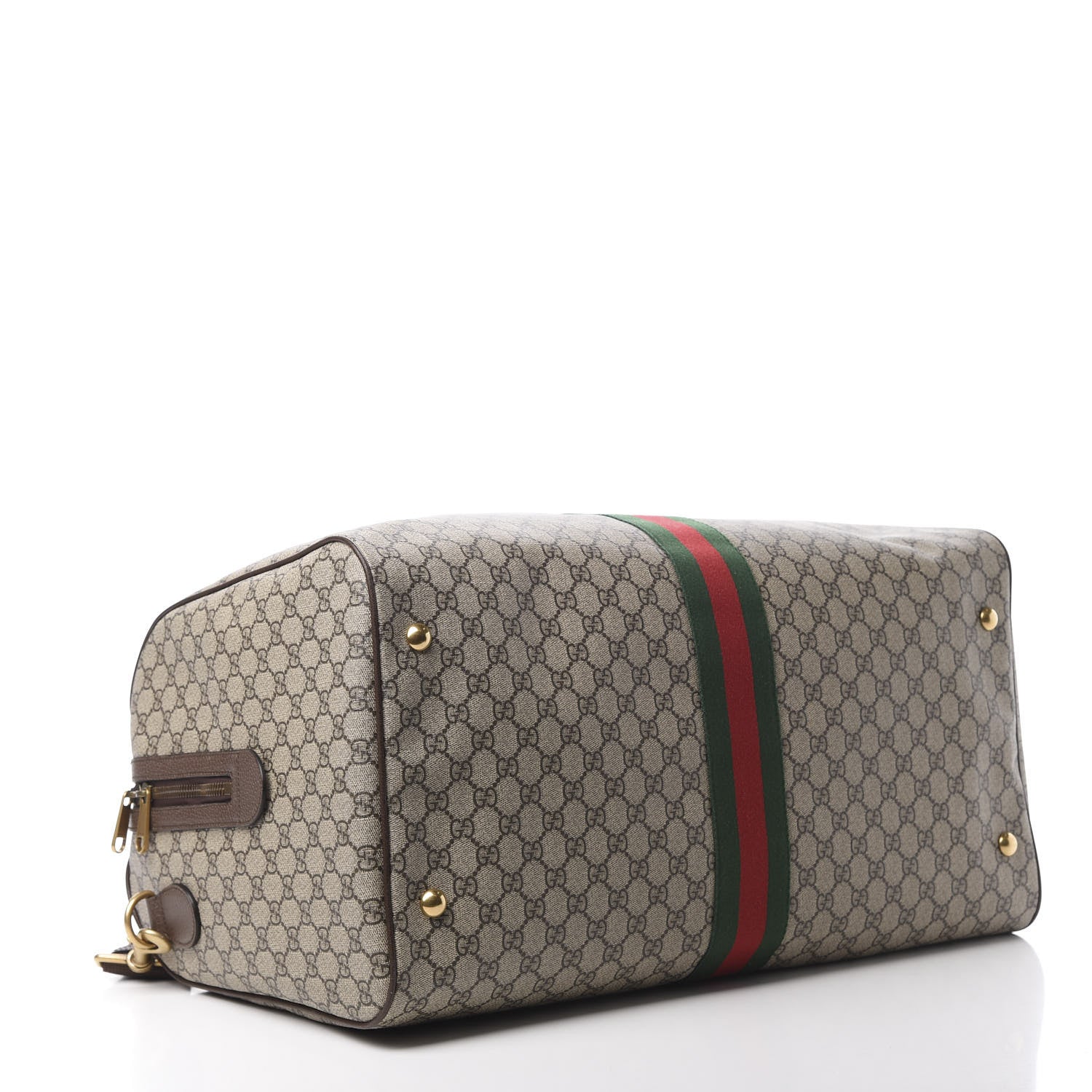 Gucci GG Supreme Monogram Textured Dollar Calfskin Web Large Savoy Duffle Bag Beige Ebony New Acero 3 of 9