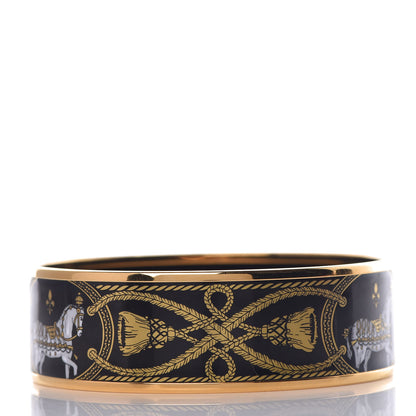 Hermes Enamel Printed Wide Grand Apparat Bracelet 62 Black 3 of 6