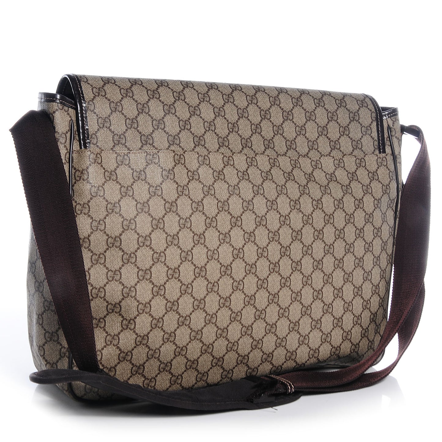 GG Supreme Monogram Large Interlocking G Flap Messenger Bag Beige Dark Brown