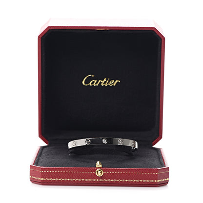 Cartier 18K White Gold 1 Diamond LOVE Cuff Bracelet 18 4 of 4