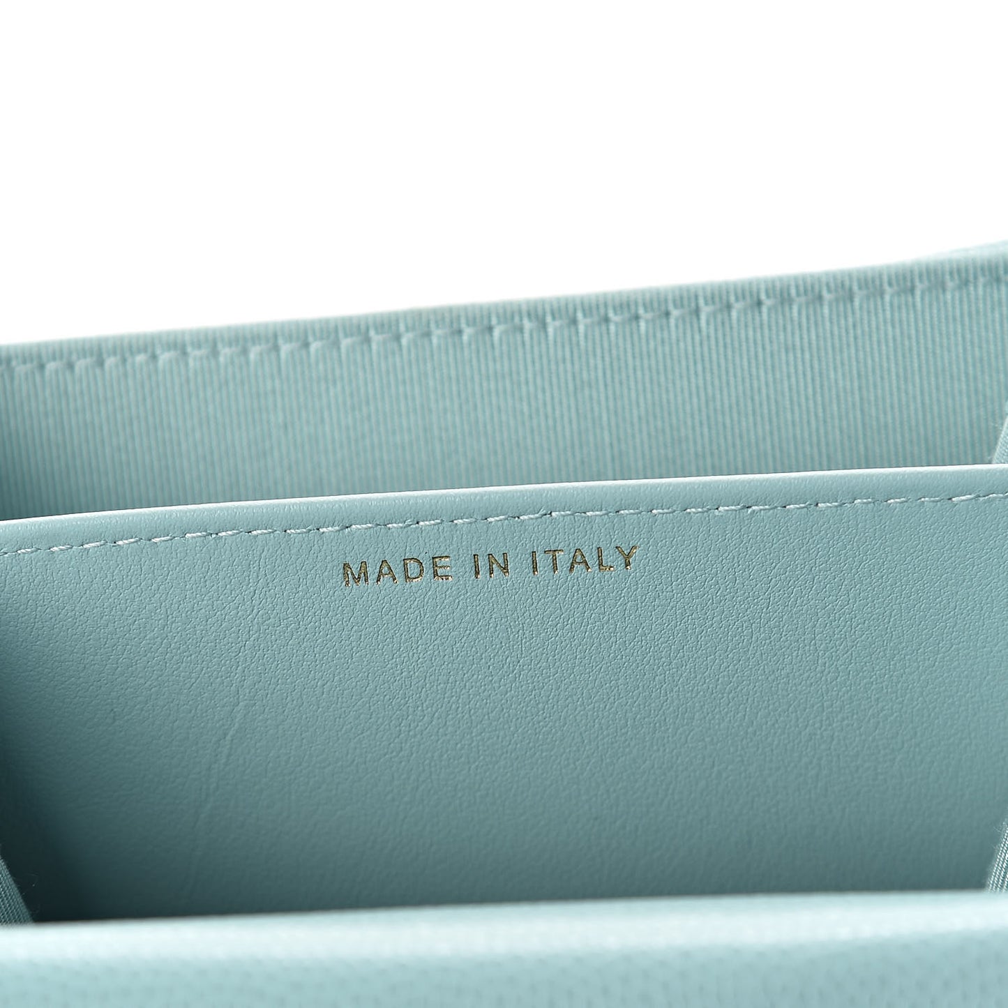 Caviar Quilted Flap Card Holder Wallet Light Blue
