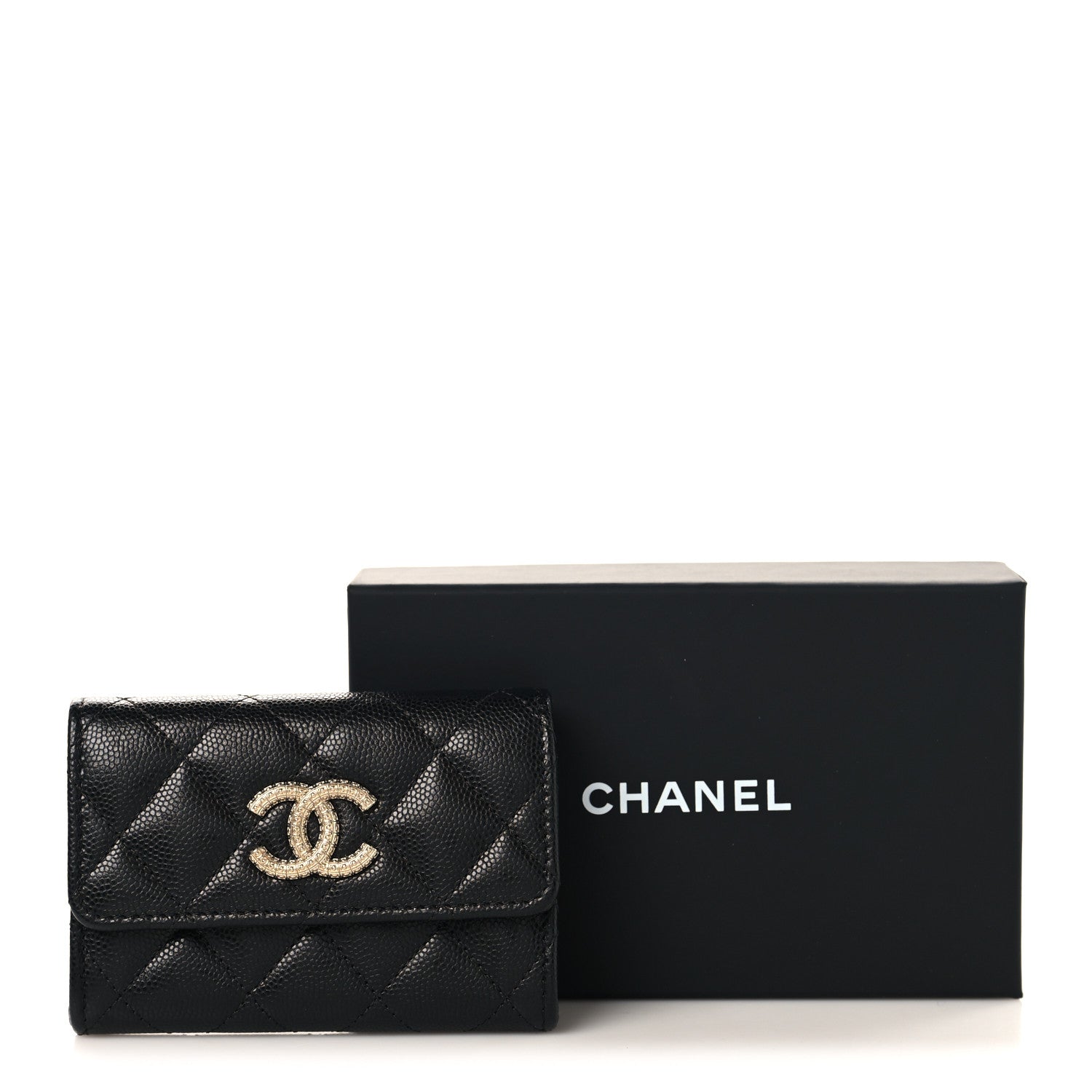 Chanel Caviar Quilted CC Glitter Flap Card Holder Black Black 8 of 8