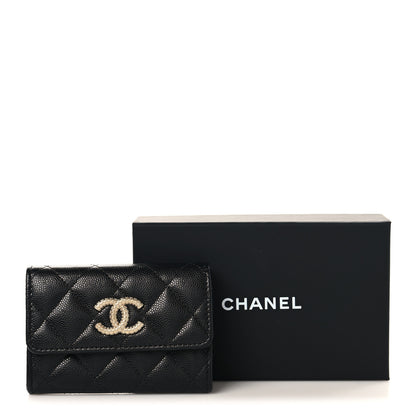 Chanel Caviar Quilted CC Glitter Flap Card Holder Black Black 8 of 8