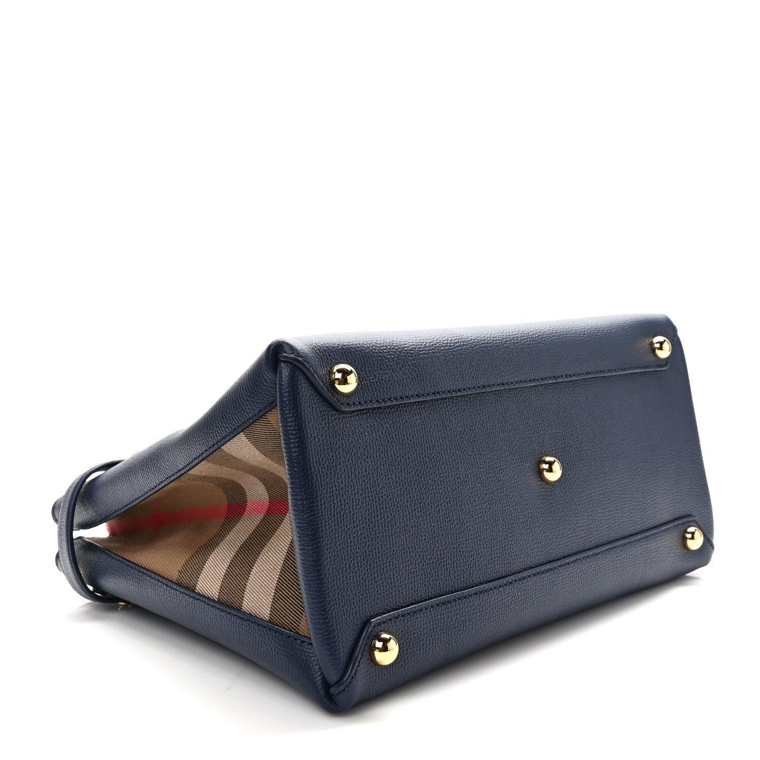 Burberry Derby Calfskin Vintage Check Medium Banner Tote Regency Blue 4 of 12