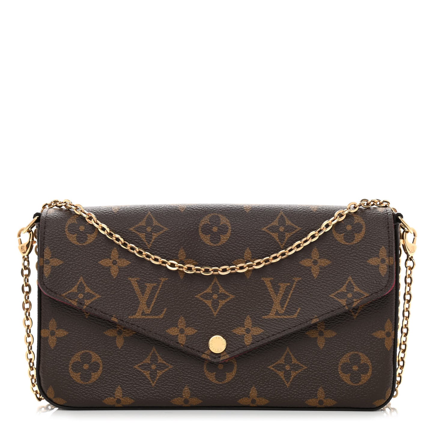 Monogram Pochette Felicie Chain Wallet Fuchsia