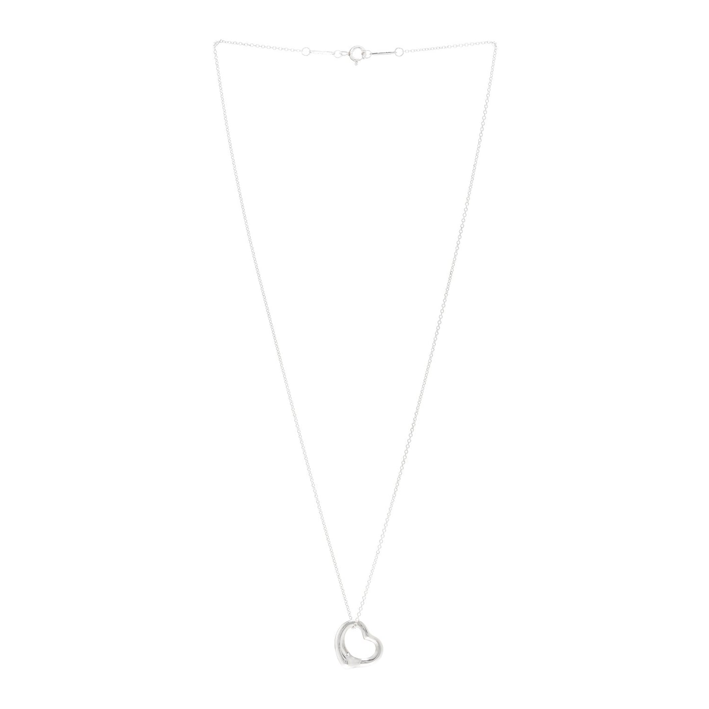 Sterling Silver 16mm Elsa Peretti Open Heart Pendant Necklace