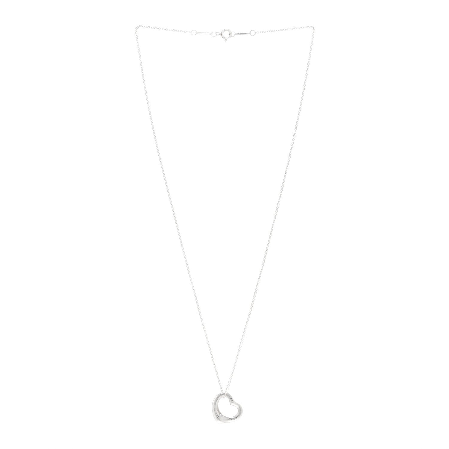 Tiffany Sterling Silver 16mm Elsa Peretti Open Heart Pendant Necklace 3 of 4