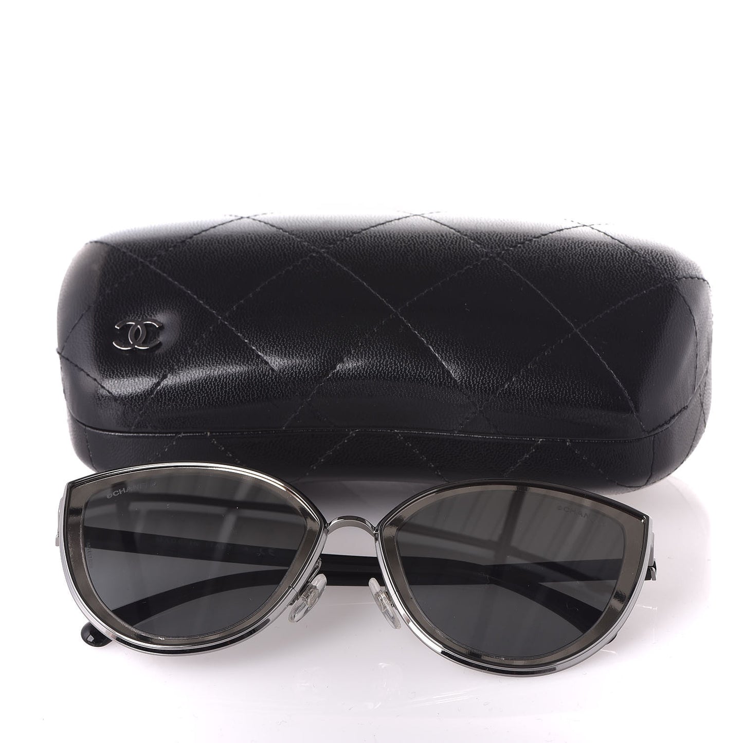 Silver Metal Cat Eye Sunglasses 4222 Silver Black