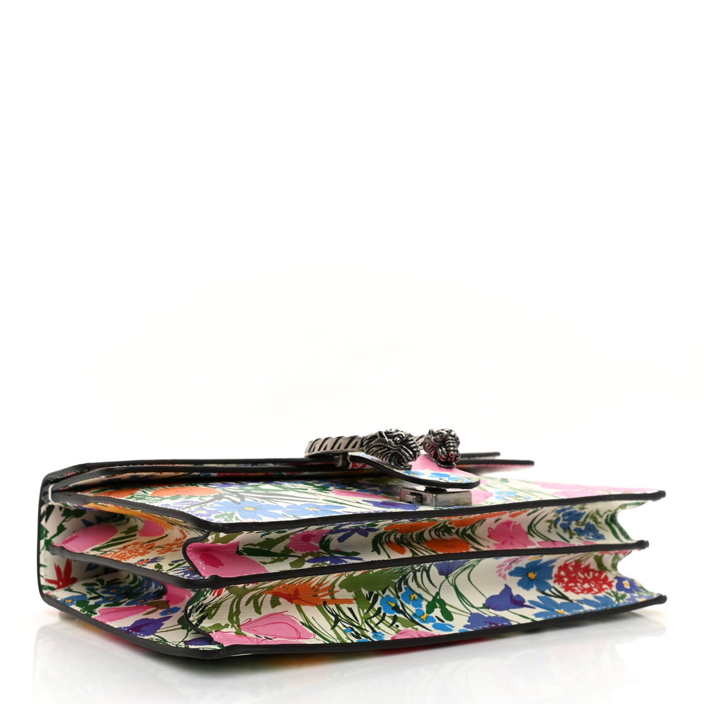 X KEN SCOTT New Shangai Calfskin Jardin D'Avril Floral Print Small Dionysus Shoulder Bag Ivory Pink