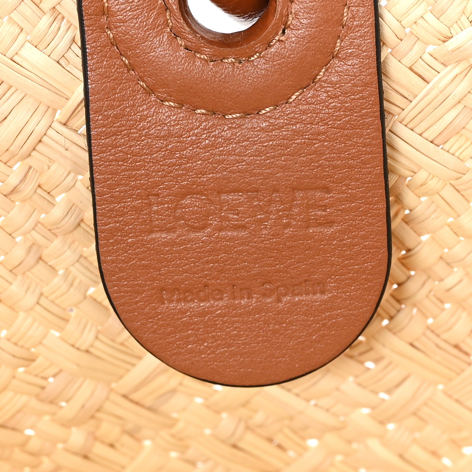 Loewe Calfskin Raffia Paulas Ibiza Small Anagram Basket Tote Bag Natural Tan 6 of 10