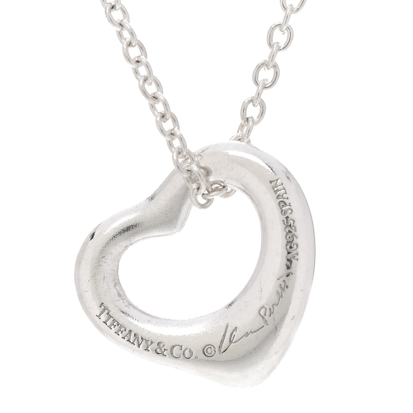 Sterling Silver 11mm Elsa Peretti Open Heart Pendant Necklace