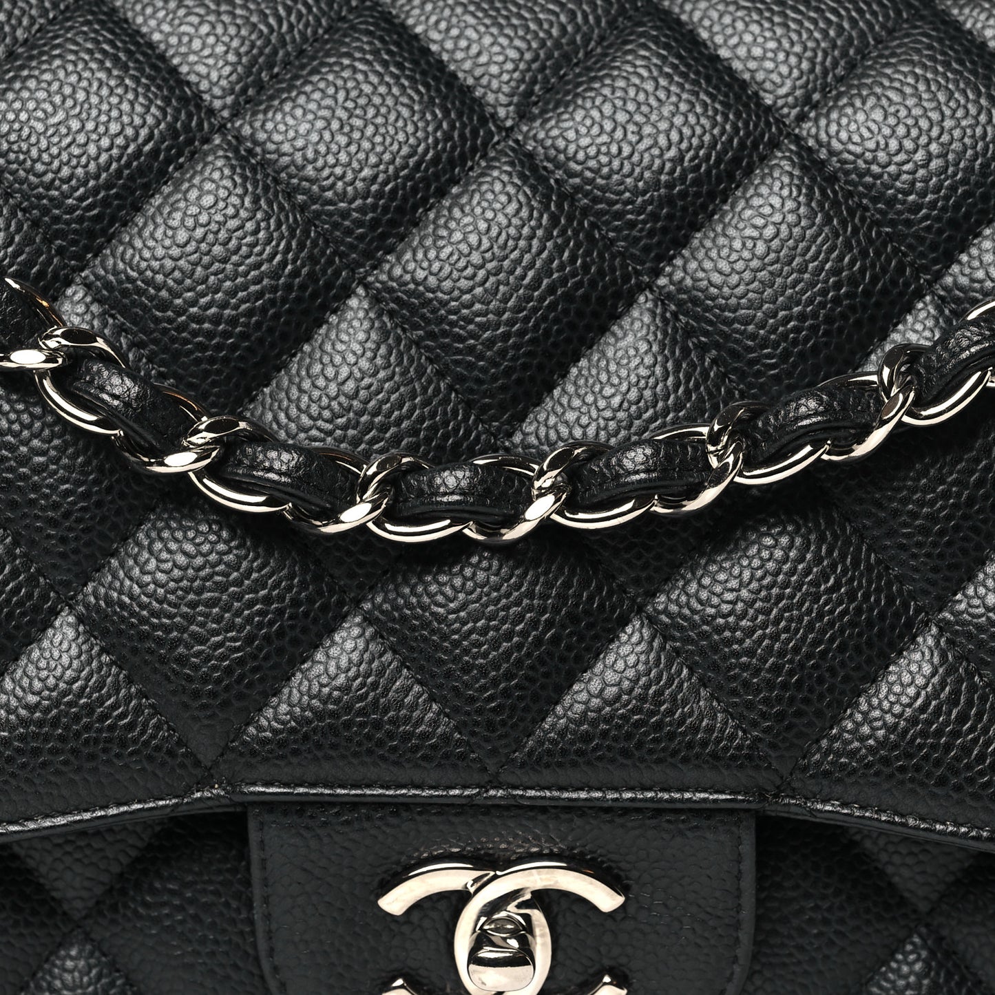 Caviar Quilted Jumbo Double Flap Black