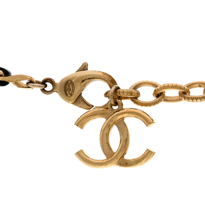 Chanel Lambskin Crystal Resin CC Heart Drop Necklace Gold Black 5 of 6