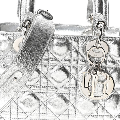 Christian Dior Metallic Grained Calfskin Cannage Small Lucky Badges My Lady Dior Silver 8 of 10