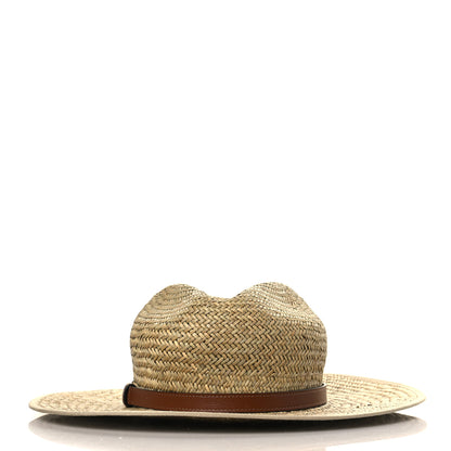 Gucci Straw Fabric Calfskin Horsebit Hat M Beige Dark Brown 3 of 9