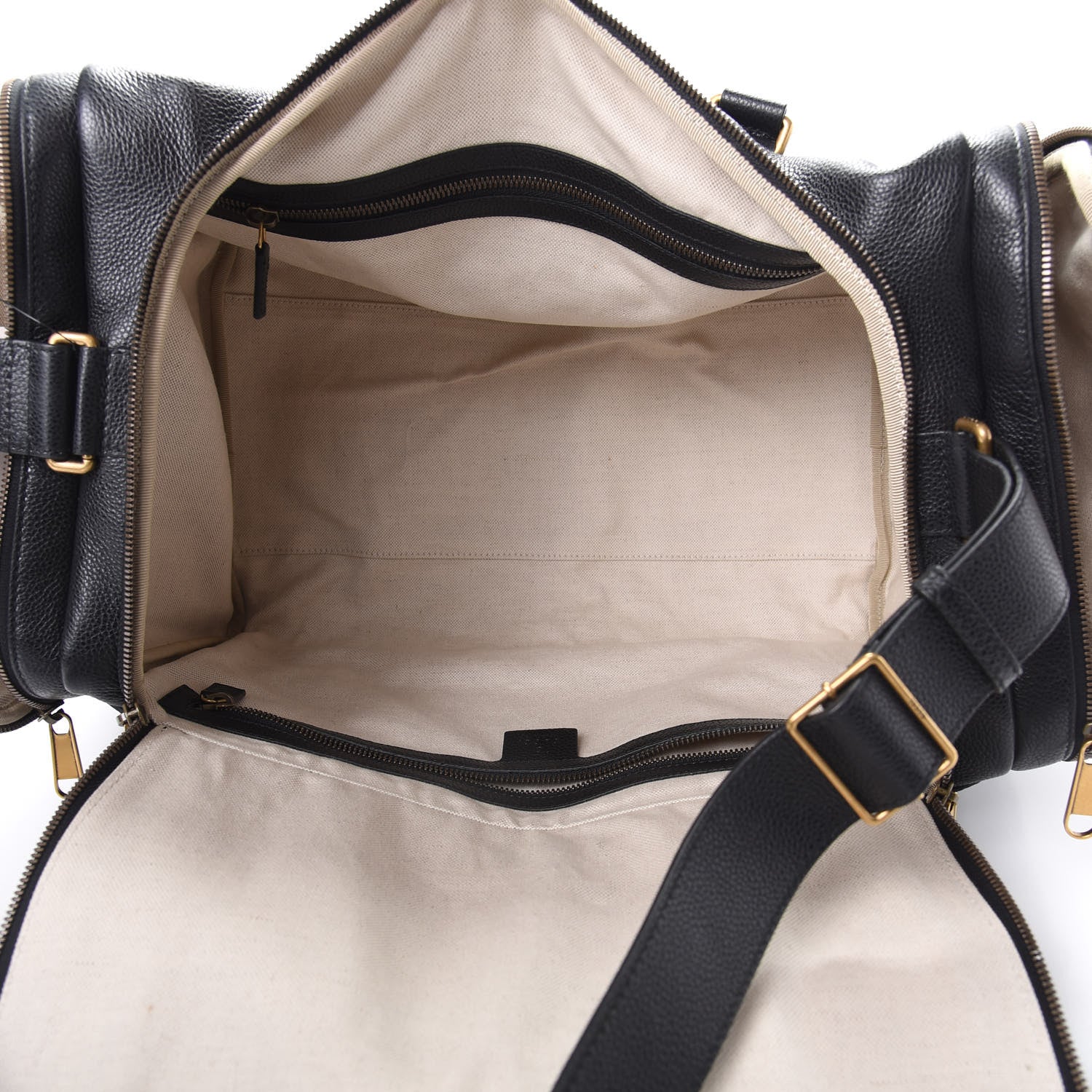 Gucci Grained Calfskin Logo Duffle Bag Black 4 of 11