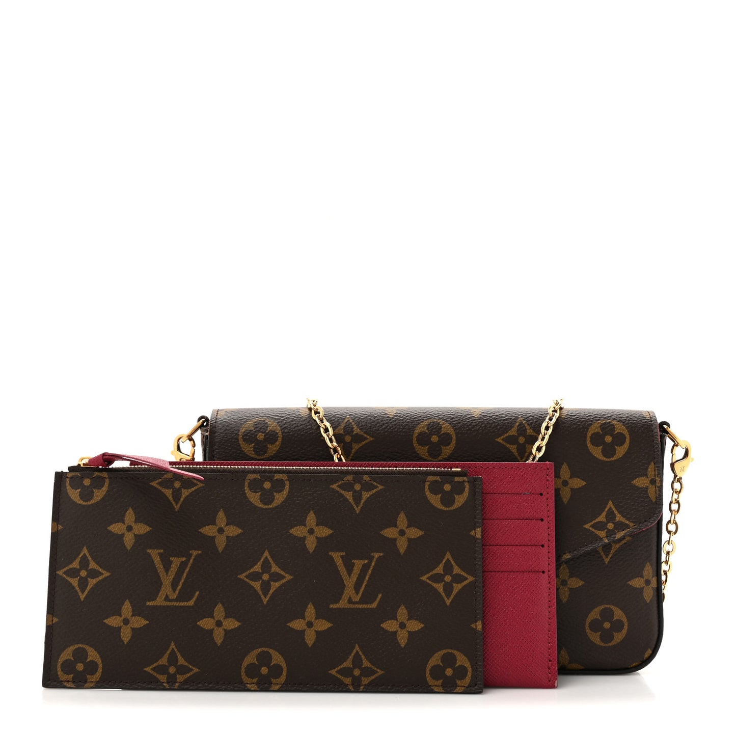Monogram Pochette Felicie Chain Wallet Fuchsia