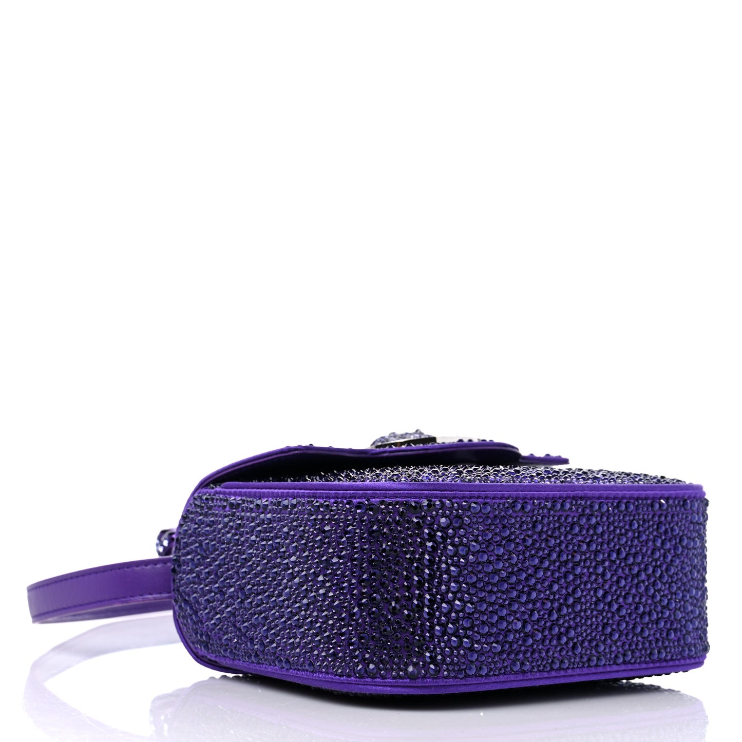Satin Crystal Studded Mini La Medusa Bag Purple