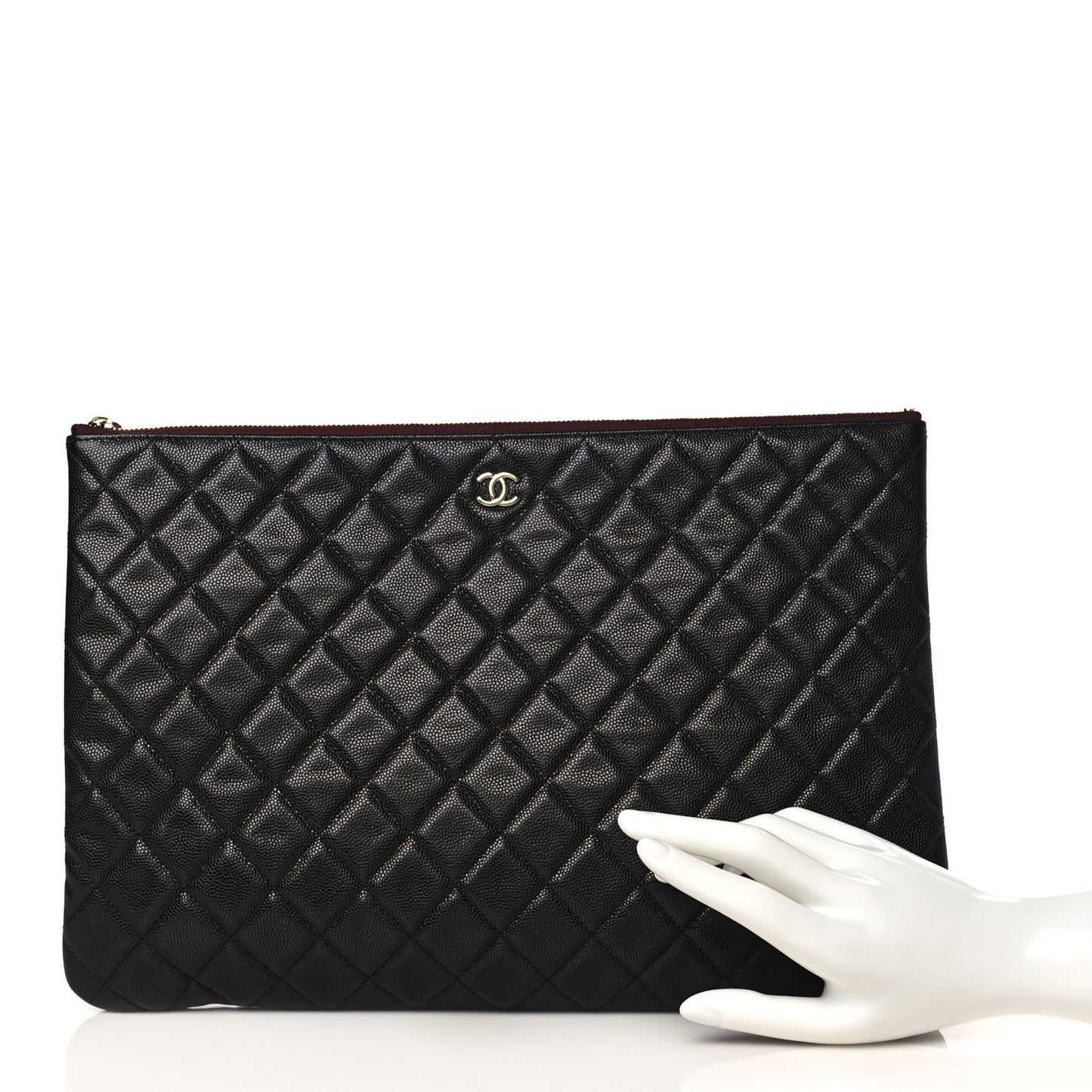 Caviar Quilted Large Cosmetic Case Black