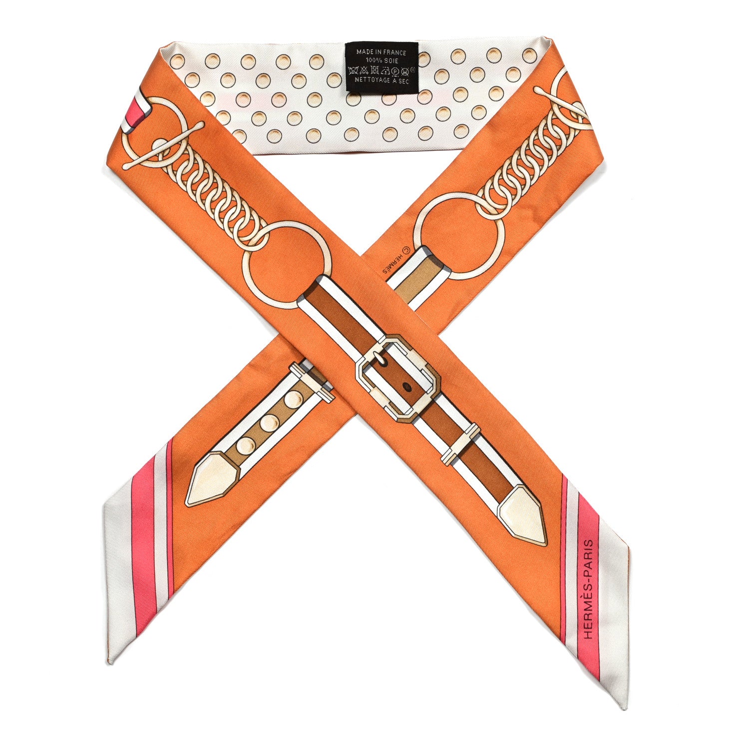 Hermes Silk Grand Tralala Twilly Creme Roux Corail 1 of 4