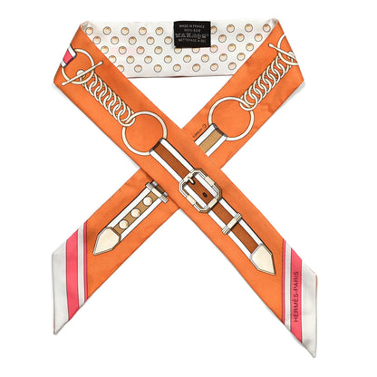 Hermes Silk Grand Tralala Twilly Creme Roux Corail 1 of 4
