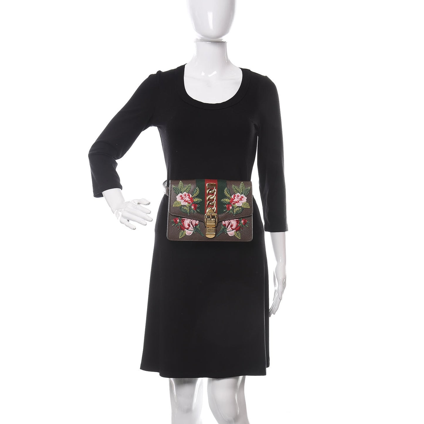 Calfskin Embroidered Sylvie Belt Bag 95 34 Brown
