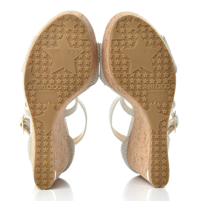 Jimmy Choo Nubuck Embossed Cork Portia 120 Wedge Sandals 37 Latte 5 of 10