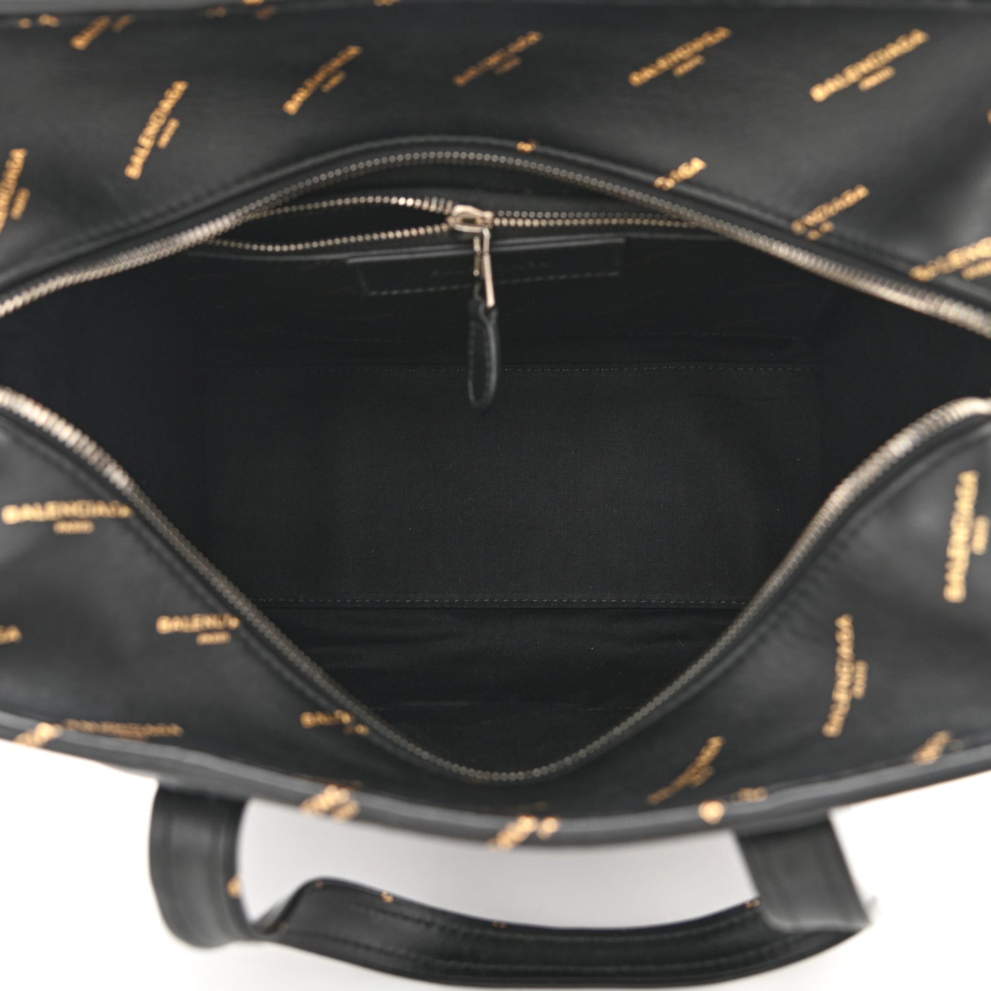 Calfskin Allover Logo Small Bazar Shopper Tote Black Gold