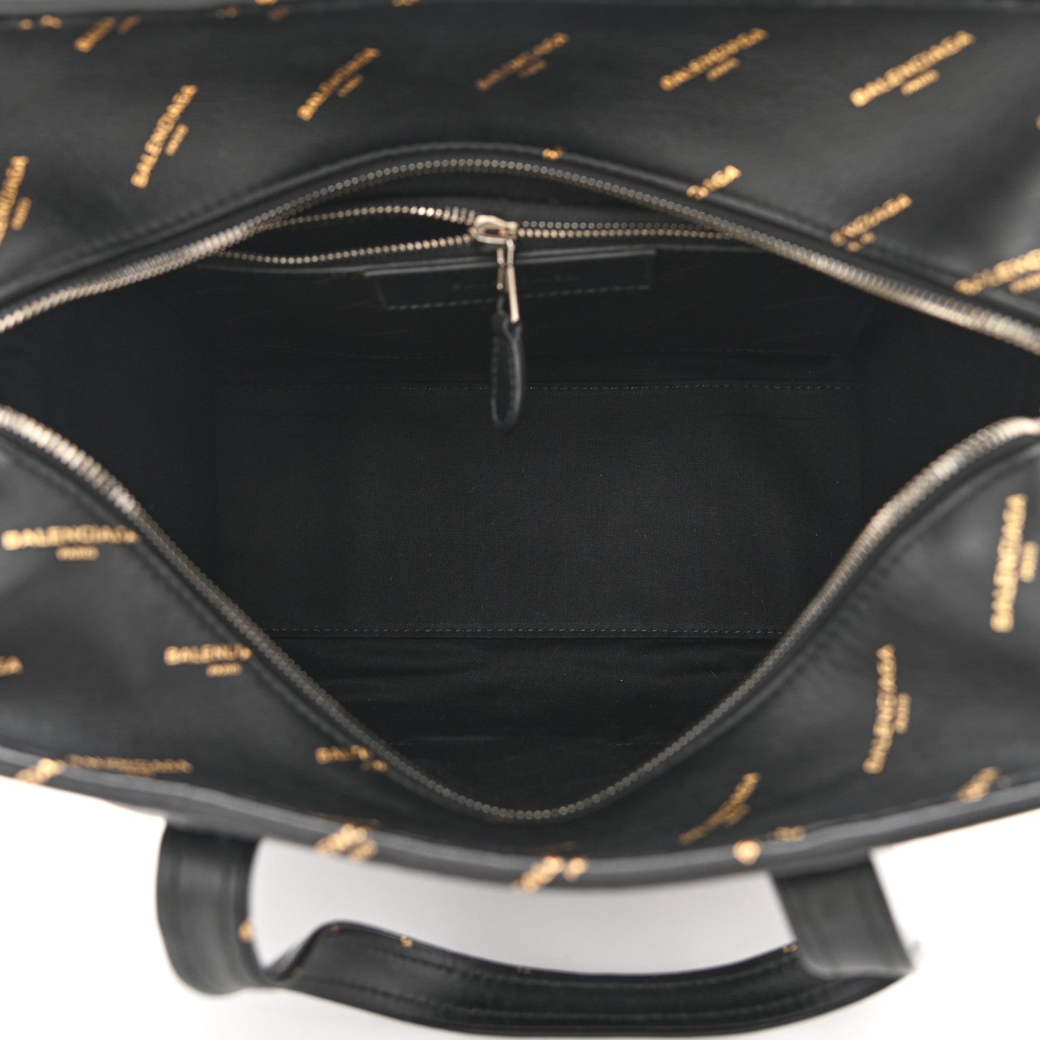 Balenciaga Calfskin Allover Logo Small Bazar Shopper Tote Black Gold 5 of 10