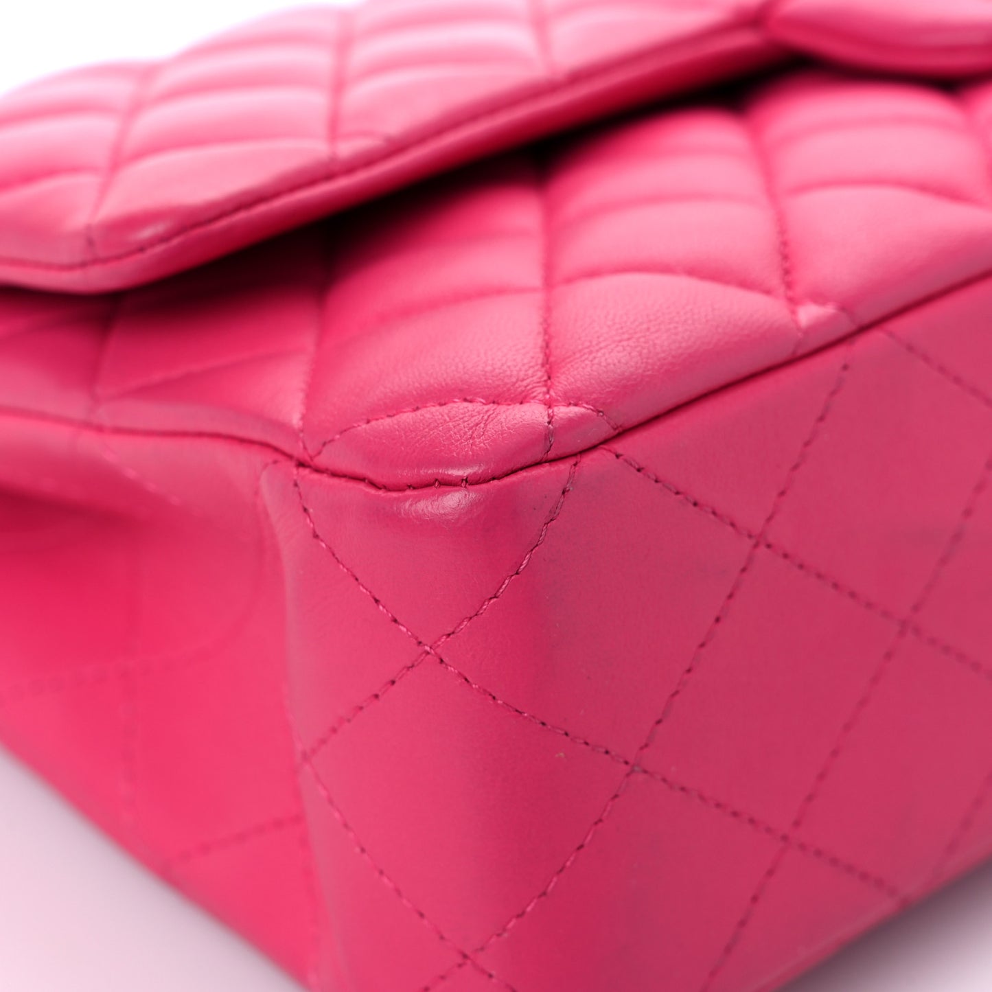 Lambskin Quilted Medium Double Flap Dark Pink