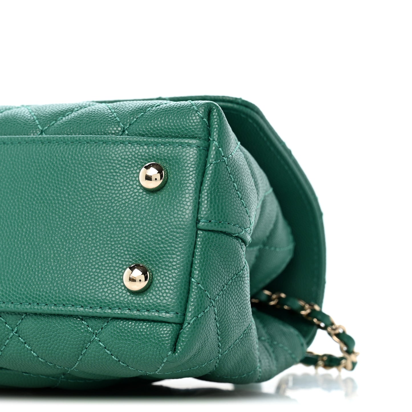 Caviar Quilted Mini Coco Handle Flap Green