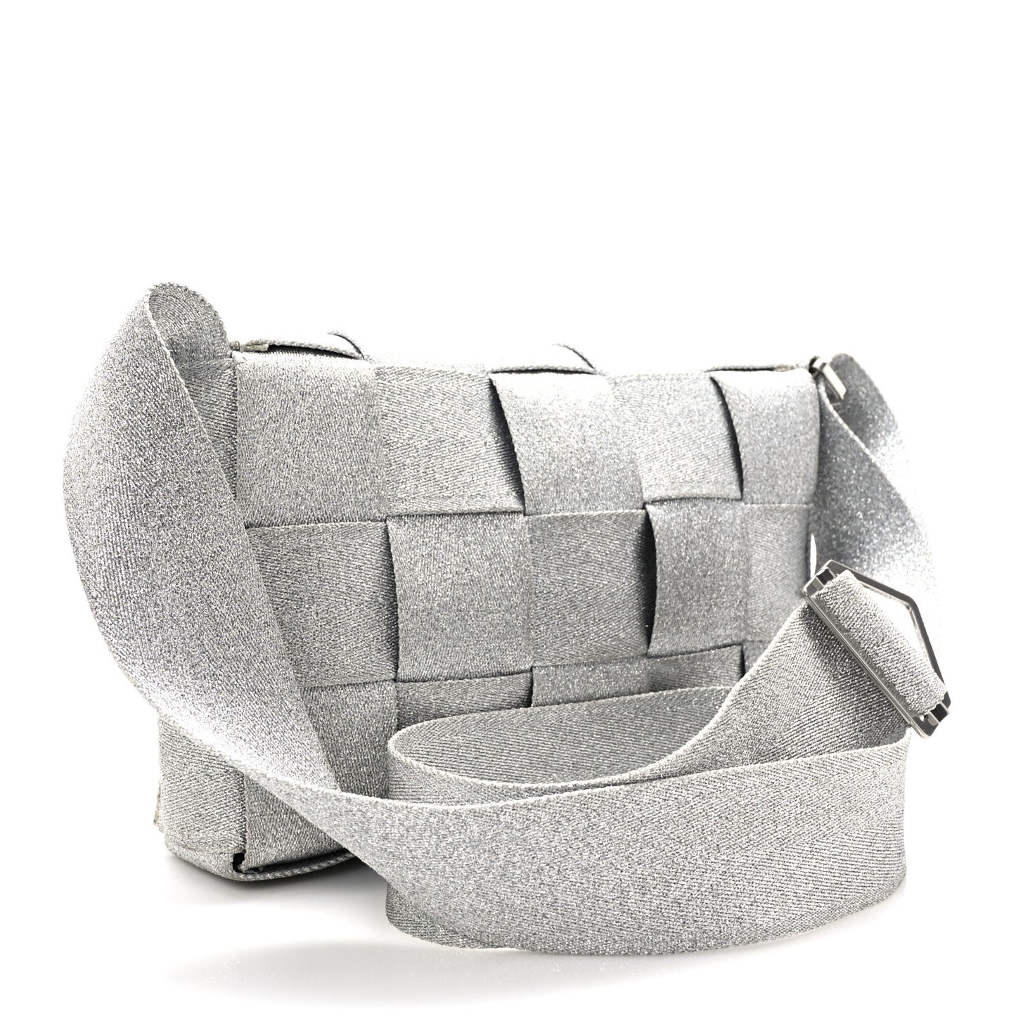 Webbing Maxi Intrecciato Cassette Bag Silver