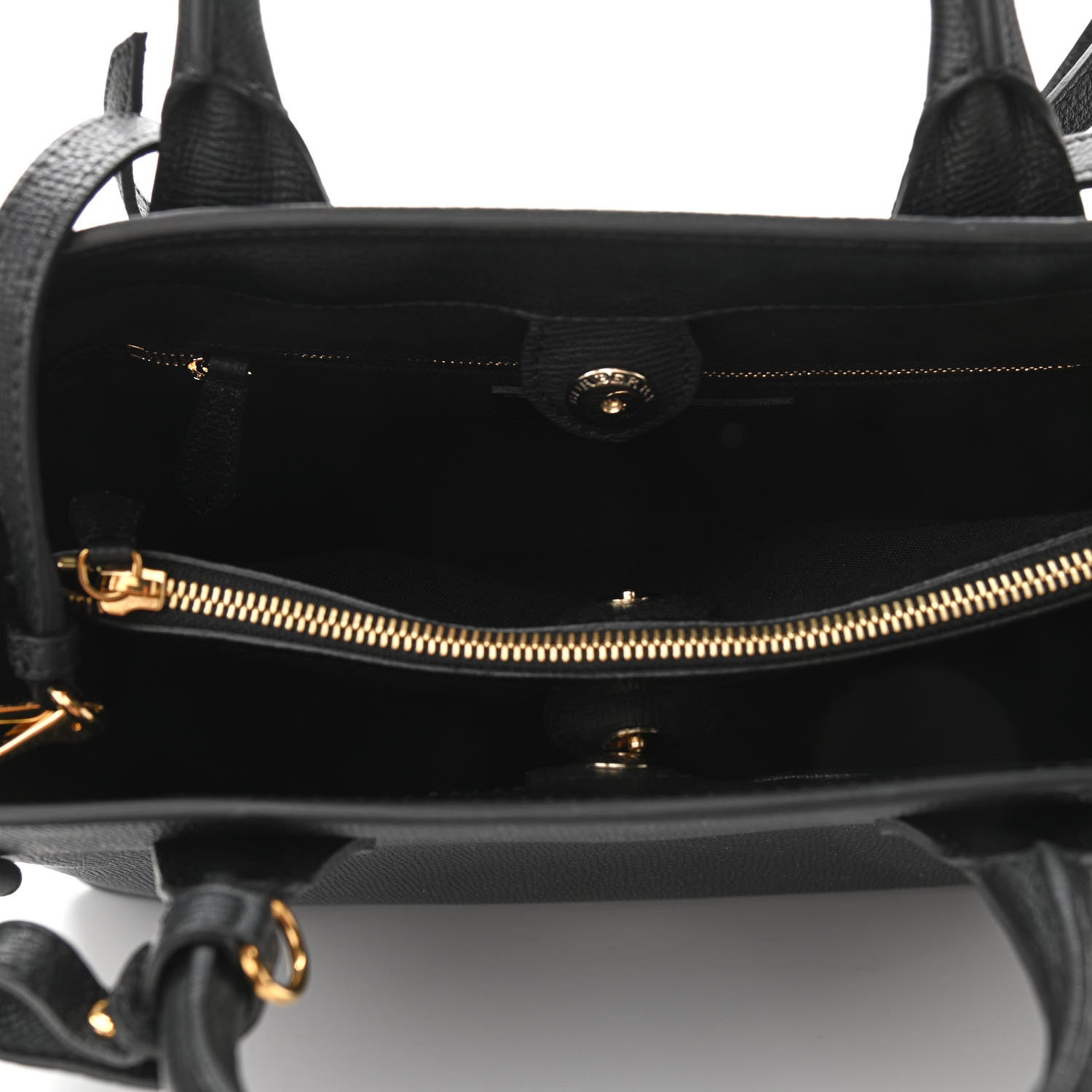 Burberry Grainy Calfskin House Check Medium Banner Tote Black 5 of 9