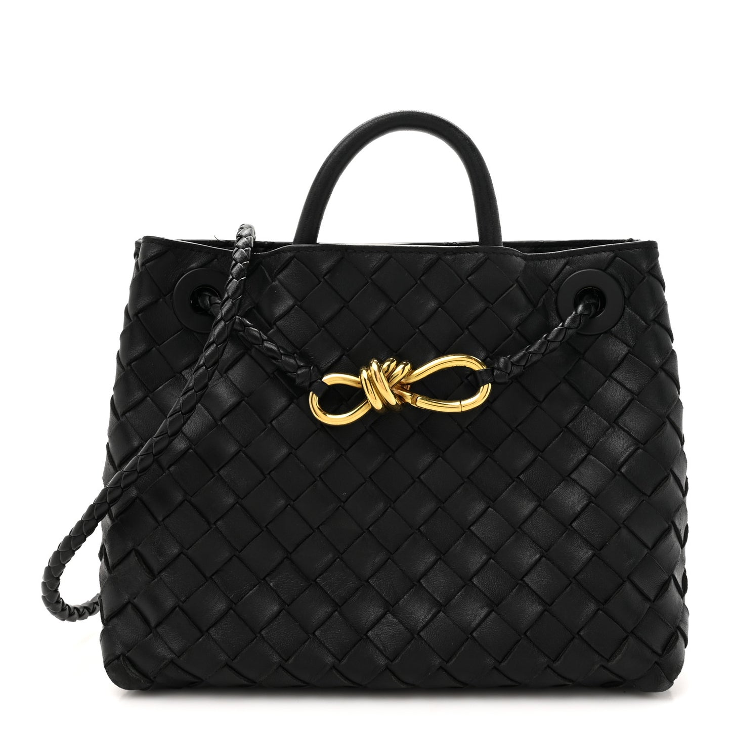 Nappa Intrecciato Small Andiamo Shoulder Bag Black