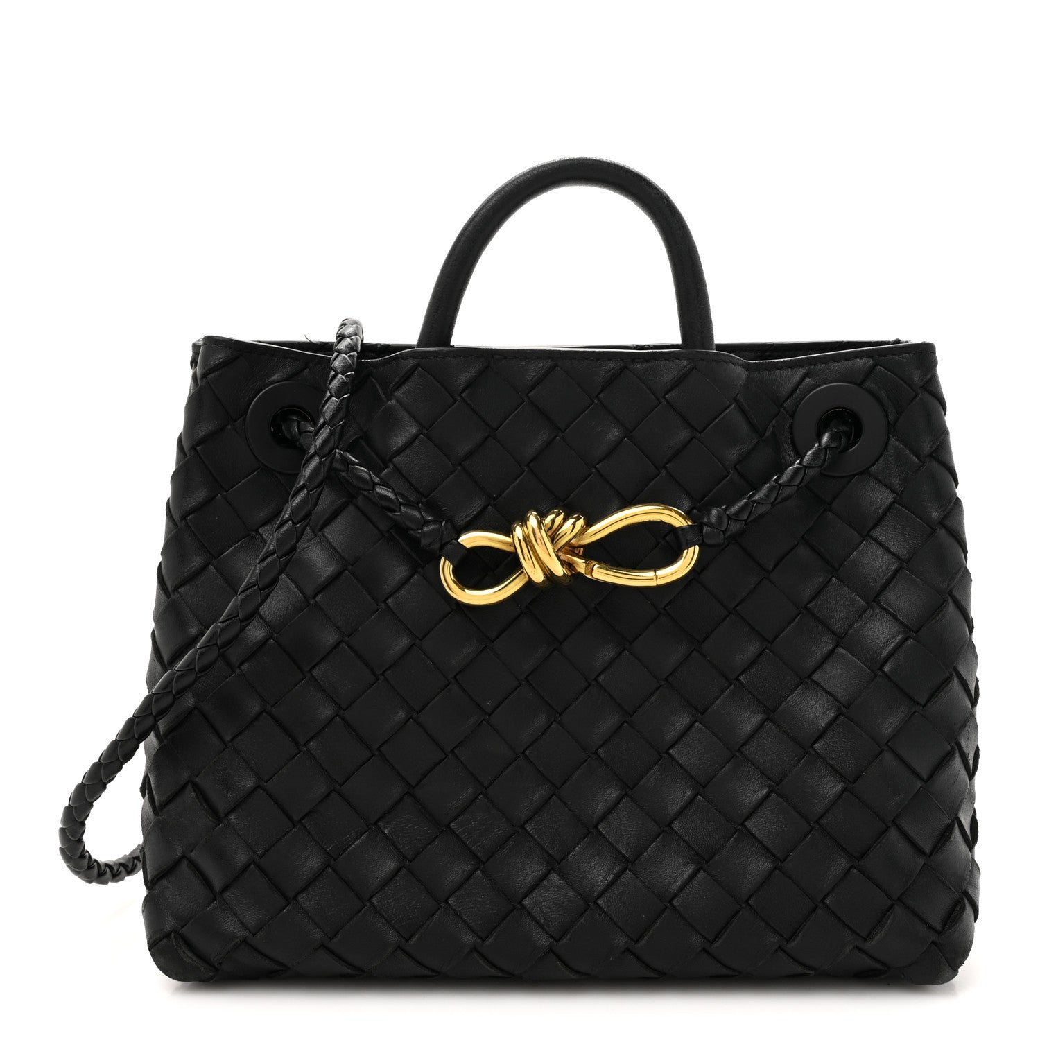 Bottega Veneta Nappa Intrecciato Small Andiamo Shoulder Bag Black 1 of 14