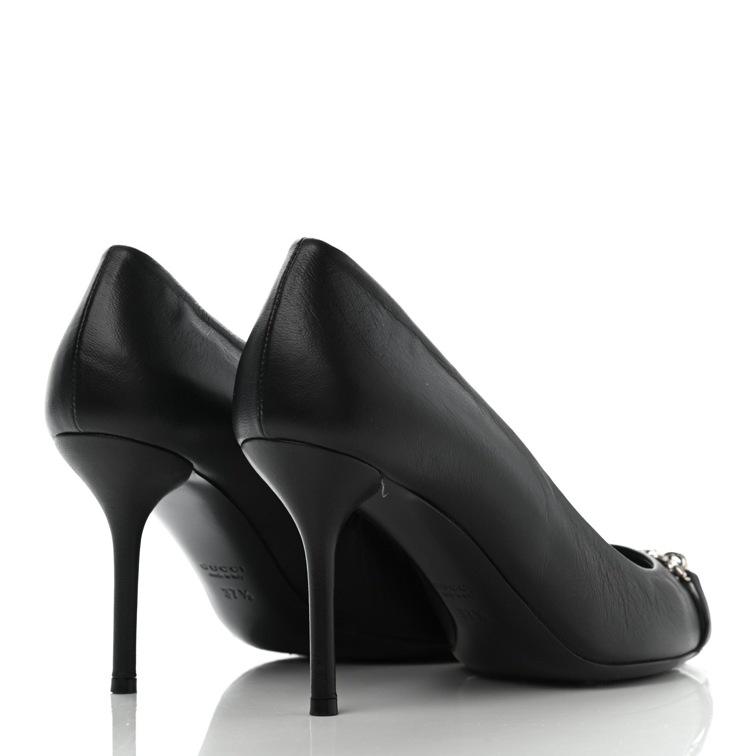 Gucci Nappa Moorea Molaita Mid Heel Pumps 37.5 Black 4 of 14