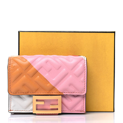 Fendi Nappa FF Embossed Line Print Micro Tri-Fold Wallet White Multicolor 13 of 13