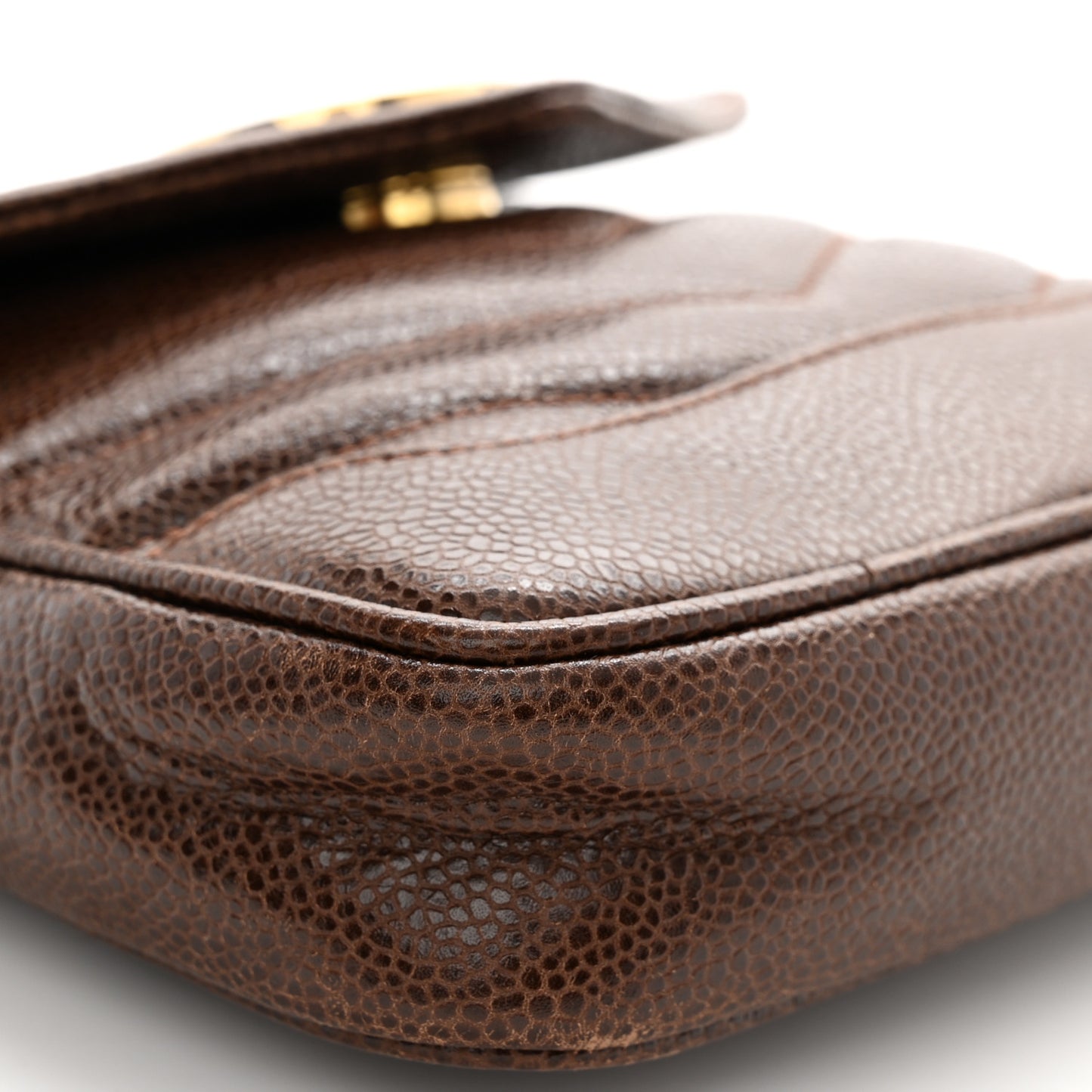 Caviar Chevron Envelope Flap Bag Brown