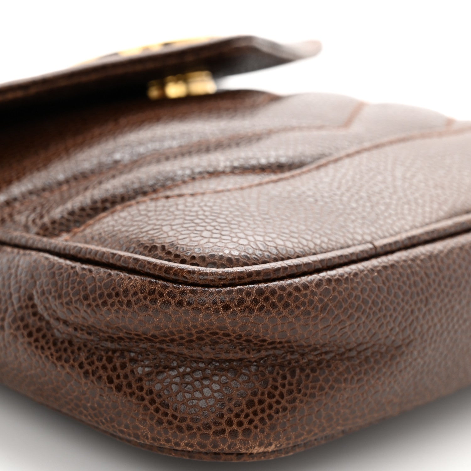 Chanel Caviar Chevron Envelope Flap Bag Brown 9 of 11