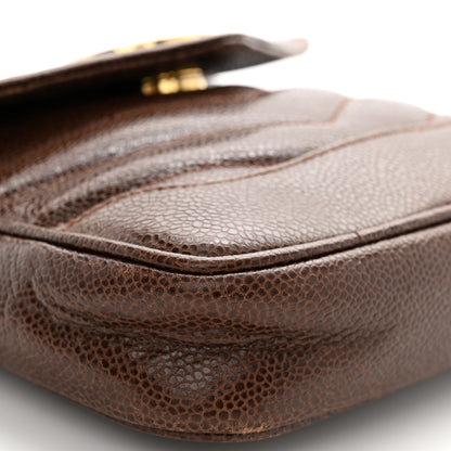 Chanel Caviar Chevron Envelope Flap Bag Brown 9 of 11