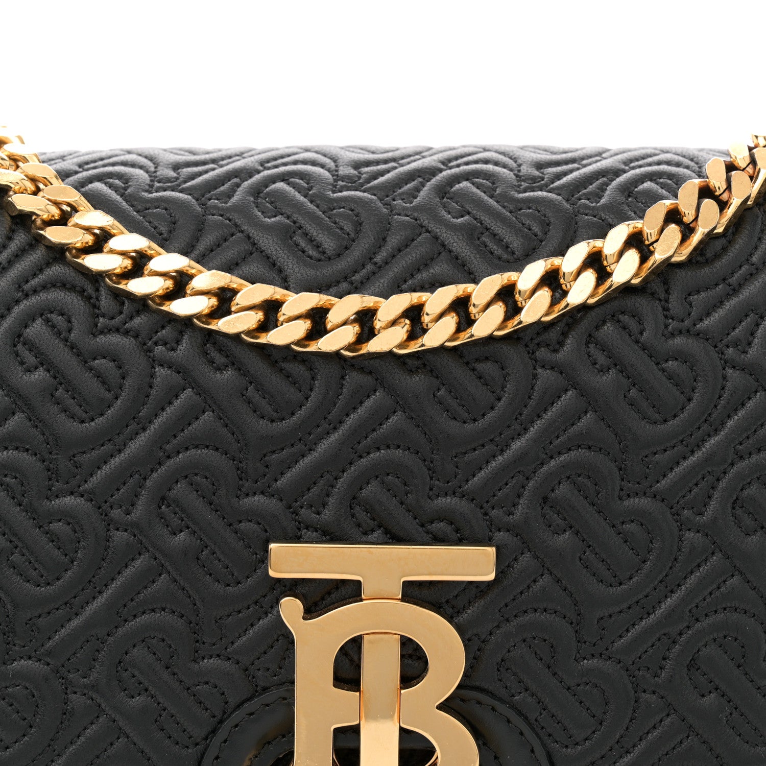 Burberry Calfskin Monogram Embossed Small TB Chain Bag Black 7 of 11