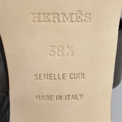 Hermes Leather Horn Corne Ligne Sandals 38.5 Brown 4 of 7