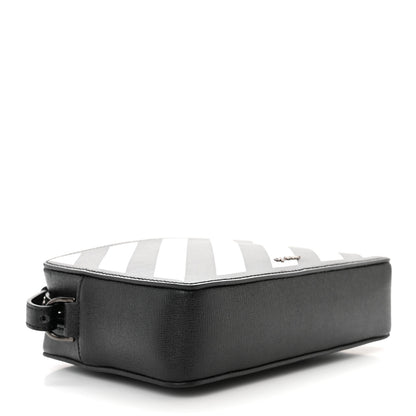 Off-White Saffiano Striped Mini Diag Bag Black White 4 of 10