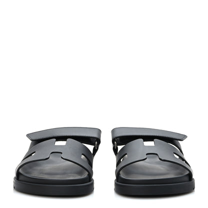 Hermes Calfskin Womens Chypre Sandals 35.5 Black 2 of 9