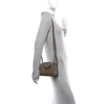 Hermes Taurillon Clemence Mini Lindy 20 Etoupe 2 of 11