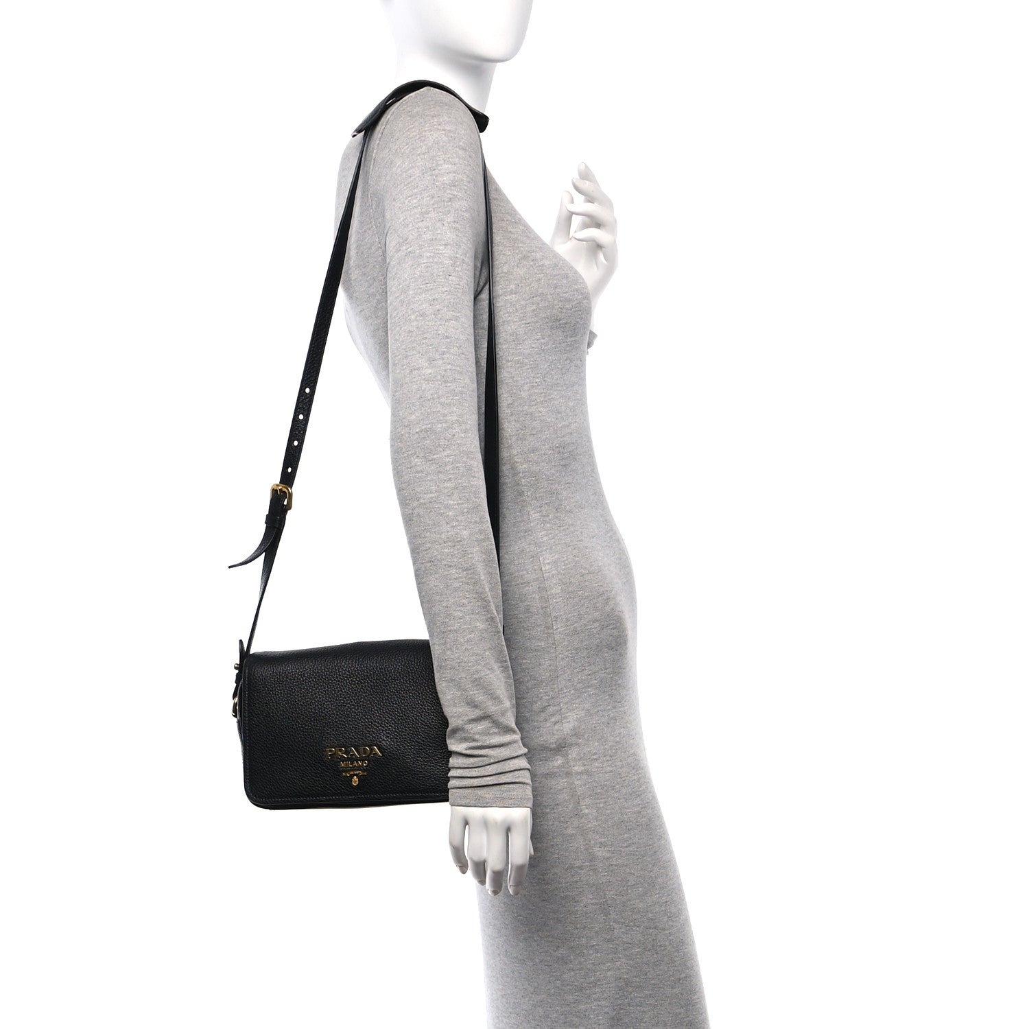 Prada Vitello Phenix Crossbody Bag Black 2 of 10